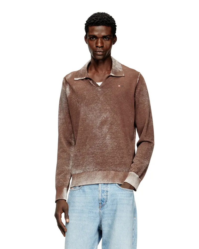 Diesel Polopullover mit verblasstem Rückseitendruck - Strickwaren - Herren - Bunt Bunt