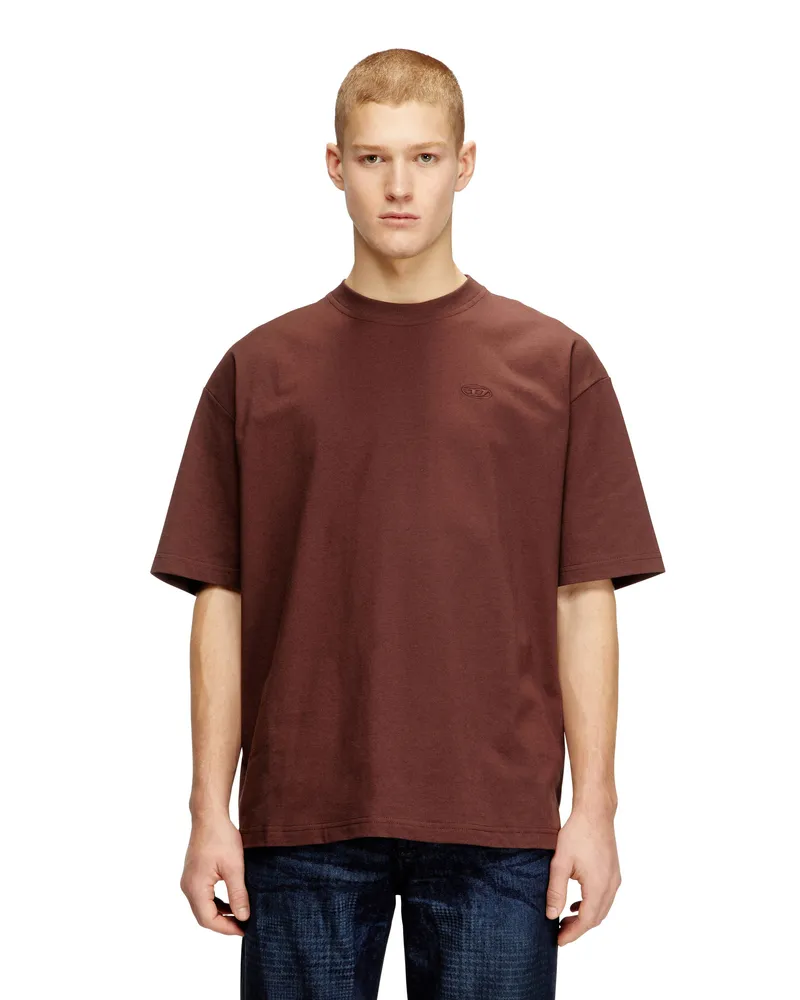 Diesel T-Shirt mit großer Oval D-Stickerei - T-Shirts - Herren - Braun Braun