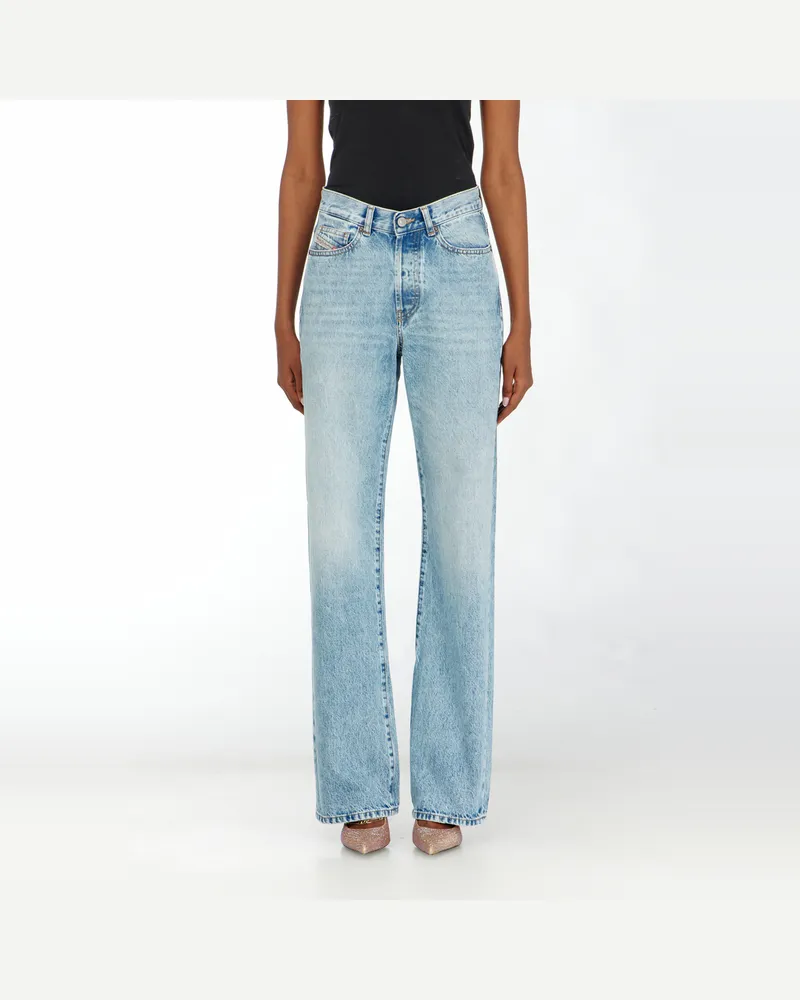 Diesel Regular Jeans High Waist 1971 D-Sent, Hellblau, Knopfverschluss Blau