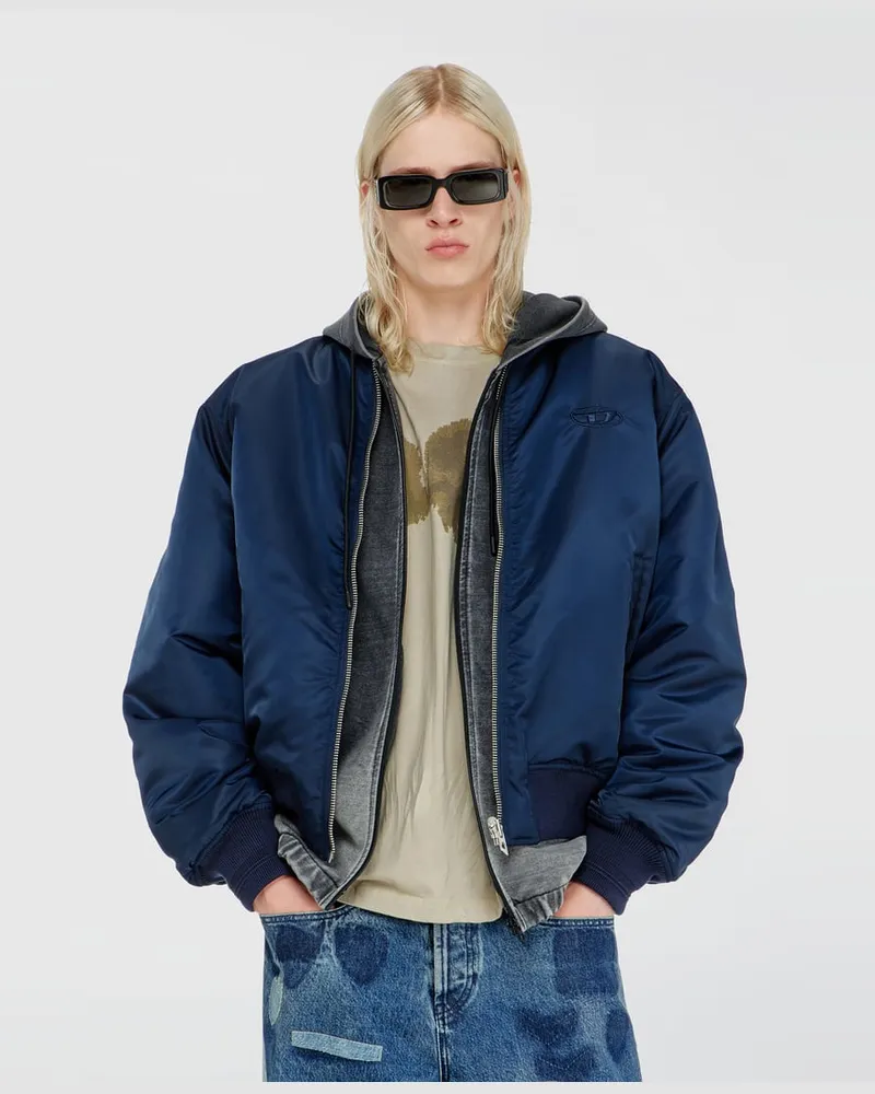 Diesel Gesteppte Bomberjacke mit Oval-D-Stickerei - Winterjacken - Herren - Blau Blau