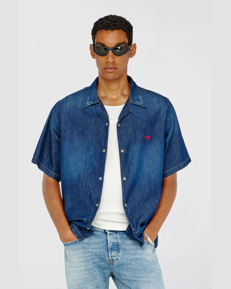 Diesel Jeanshemd mit kurzen Ärmeln - Denimhemden - Herren - Blau Blau