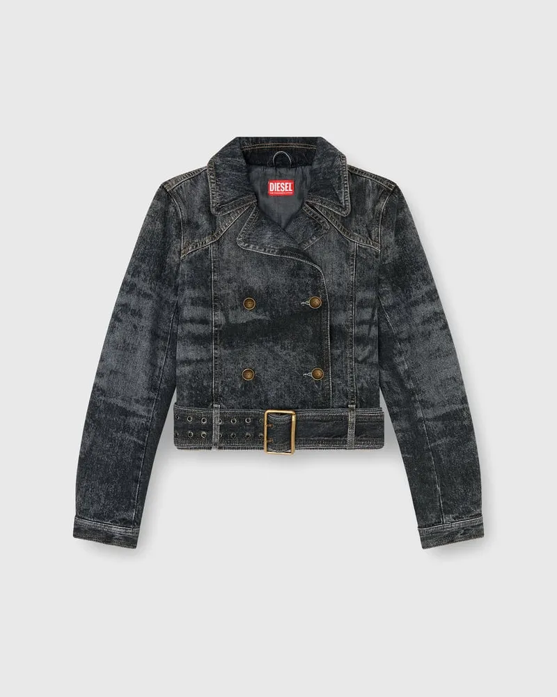 Diesel Cropped Denimjacke mit Gürtel - Denim jacken - Damen - Schwarz Schwarz