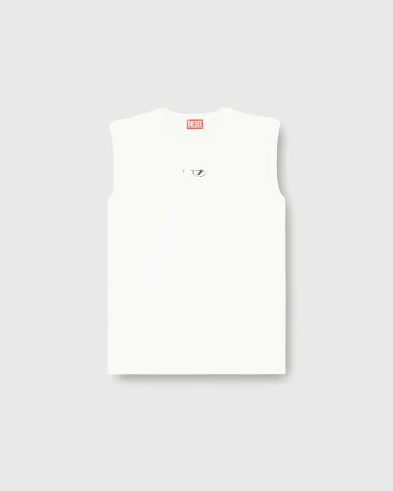 Diesel Baumwoll-Tanktop mit ovalem D-Logo in Metallic-Optik - T-Shirts - Herren - Weiss Weiss