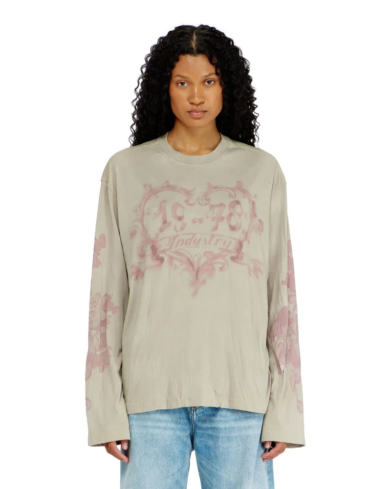 Diesel Langarmshirt aus Baumwolle mit Grafikprint - T-Shirts - Damen - Bunt Bunt