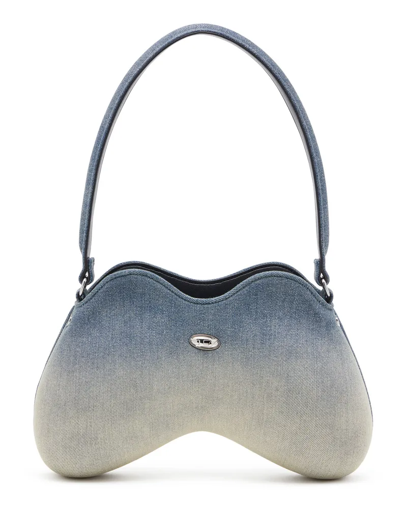 Diesel Double-D-Schultertasche aus solarisiertem Denim - Schultertaschen - Damen - Blau Blau