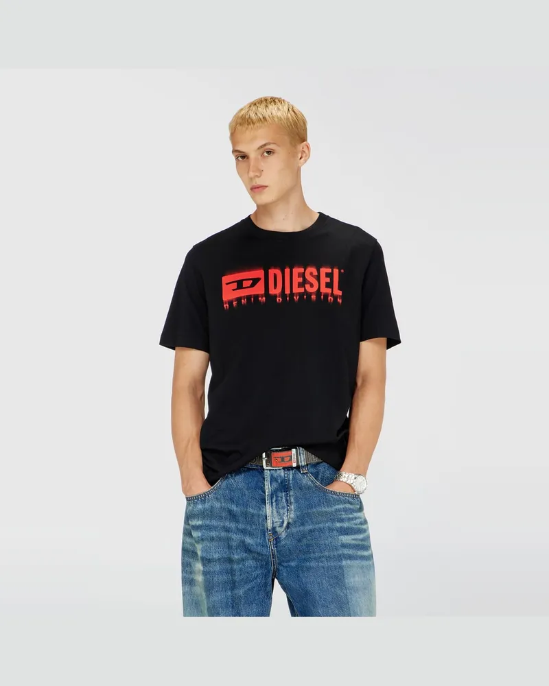 Diesel T-Shirt mit verschwommenem Diesel-Logo - T-Shirts - Herren - Schwarz Schwarz
