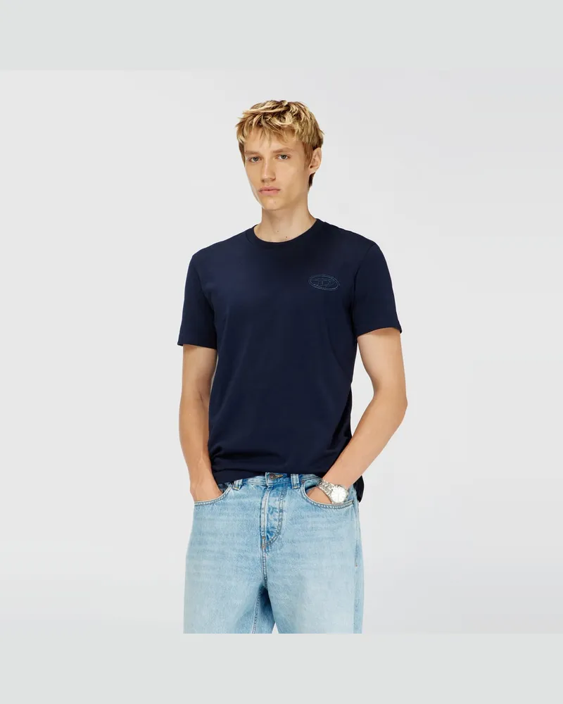 Diesel T-Shirt aus Baumwolle mit Oval D Logo - T-Shirts - Herren - Blau Blau