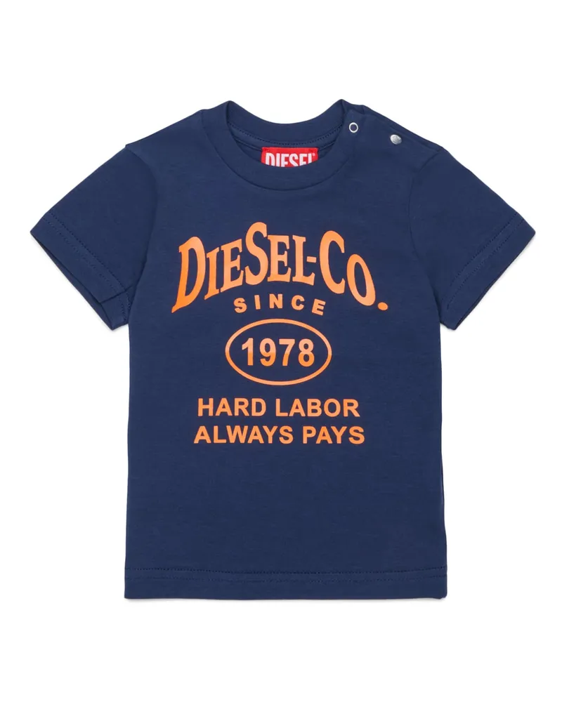 Diesel T-Shirt aus Baumwolle mit Slogan-Print - T-Shirts und Tops - Herren - Blau Blau