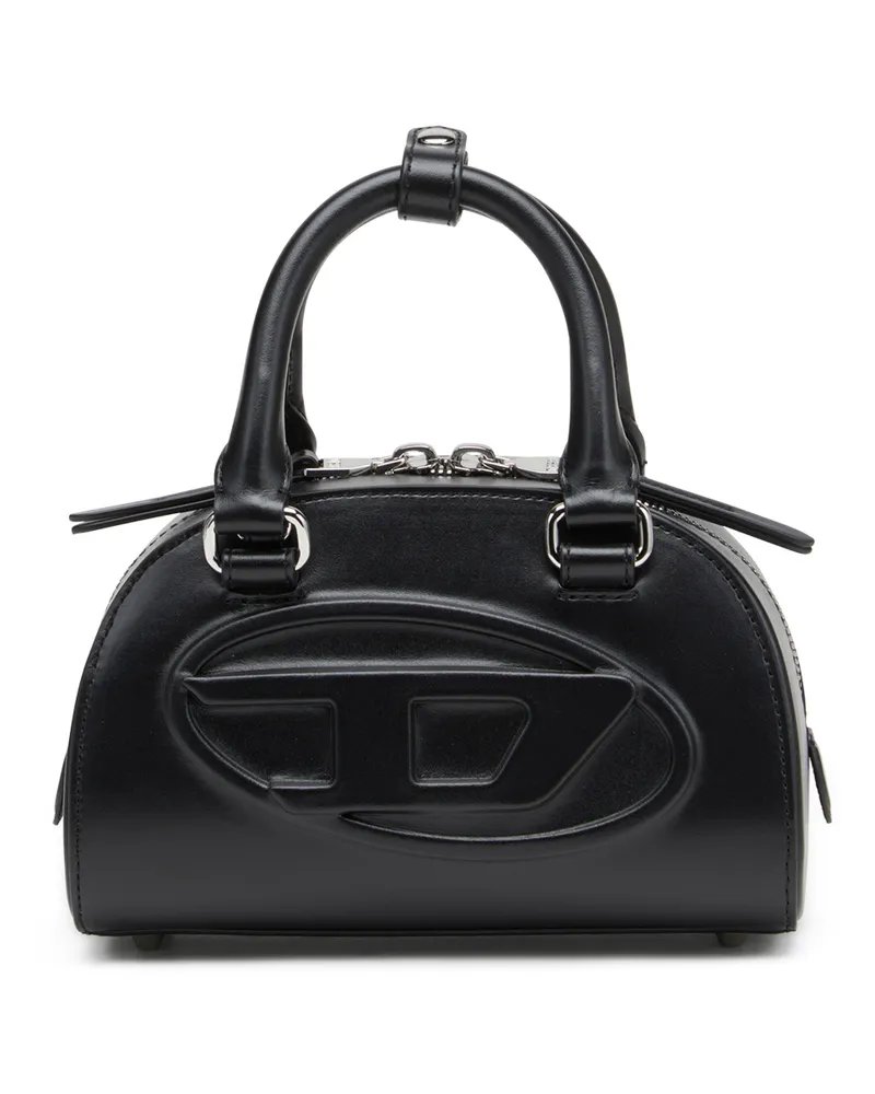 Diesel 1DR Dome-Kleine-Bowling-Tasche aus Leder - Schultertaschen - Damen - Schwarz Schwarz