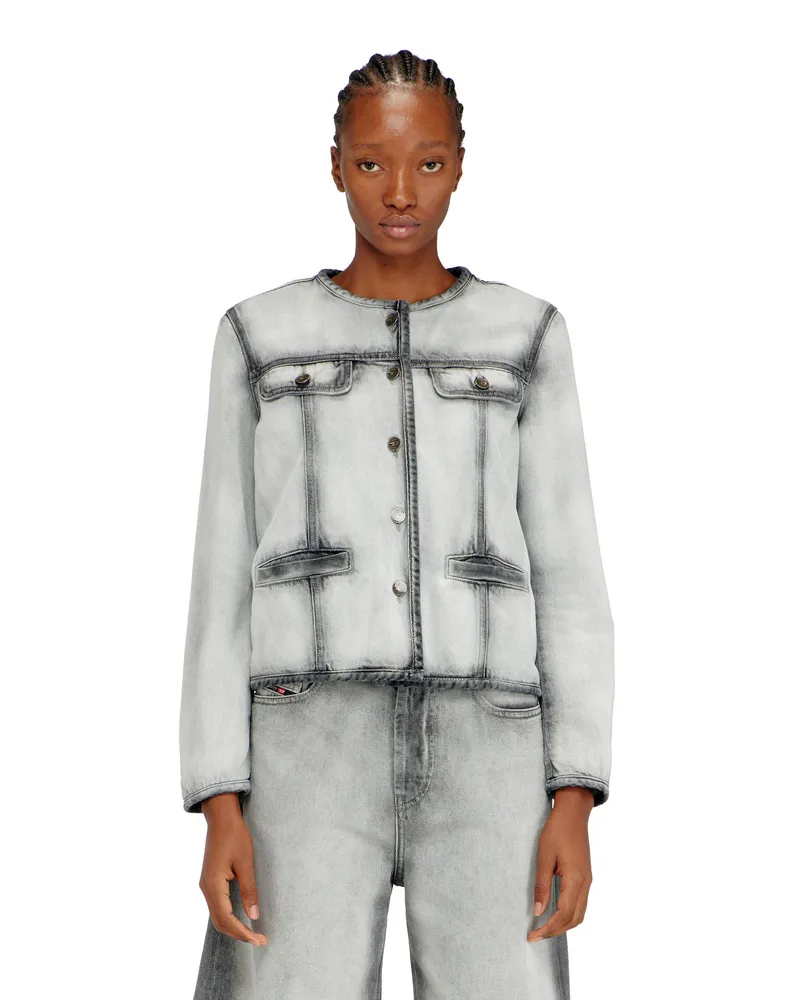 Diesel Jacke aus weichem Skeleton-Denim - Denim jacken - Damen - Grau Grau