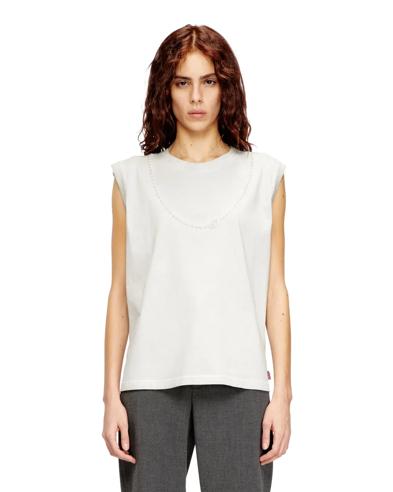 Diesel Ärmelloses T-Shirt mit geprägter Kette - Oberteile - Damen - Weiss Weiss