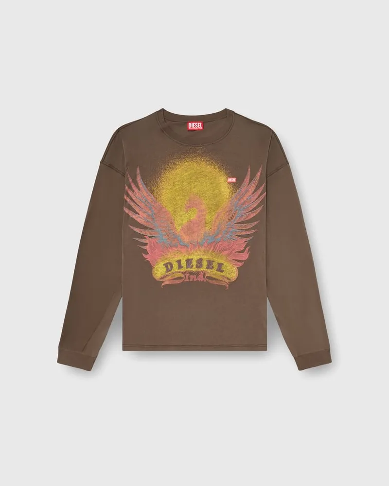 Diesel Langarm-T-Shirt mit Phoenix-Motiv - T-Shirts - Herren - Braun Braun