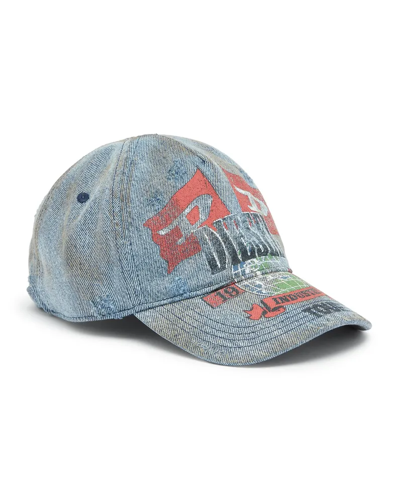 Diesel Baseballkappe aus Denim mit Konzertgrafik - Hüte - Herren - Blau Blau