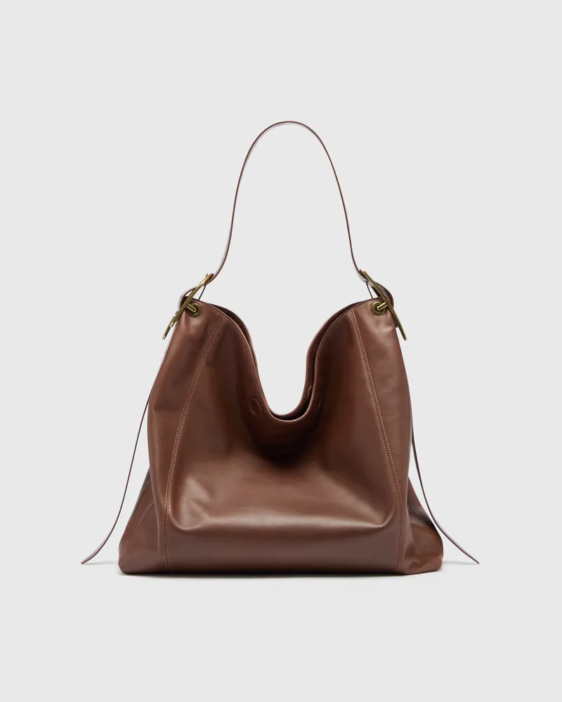 Diesel D-Line Hobo-Tasche aus Leder - Schultertaschen - Damen - Braun Braun