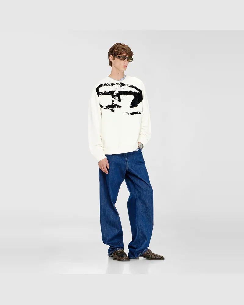 Diesel Baumwoll-Sweatshirt mit geflocktem Oval D - Sweatshirts - Herren - Bunt Bunt