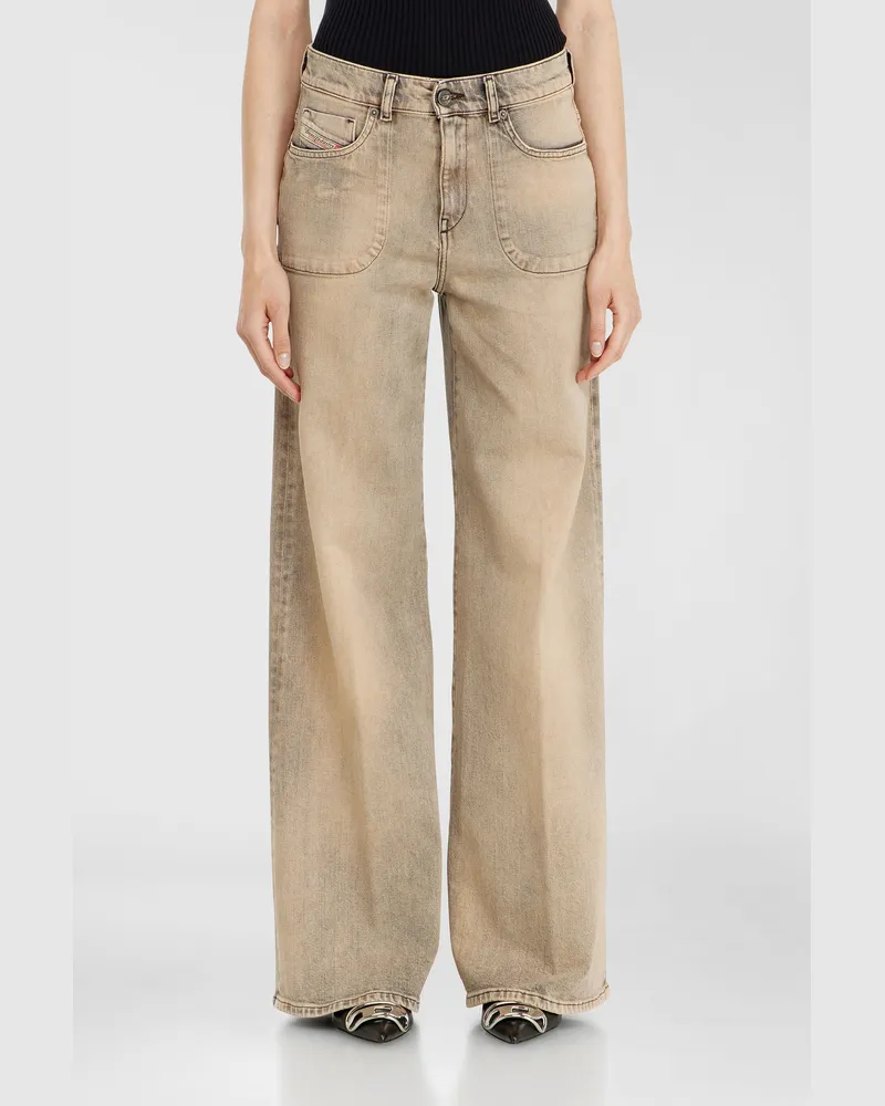 Diesel Flare Jeans Regular Waist 1978 D-Akemi,, Reißverschluss Beige