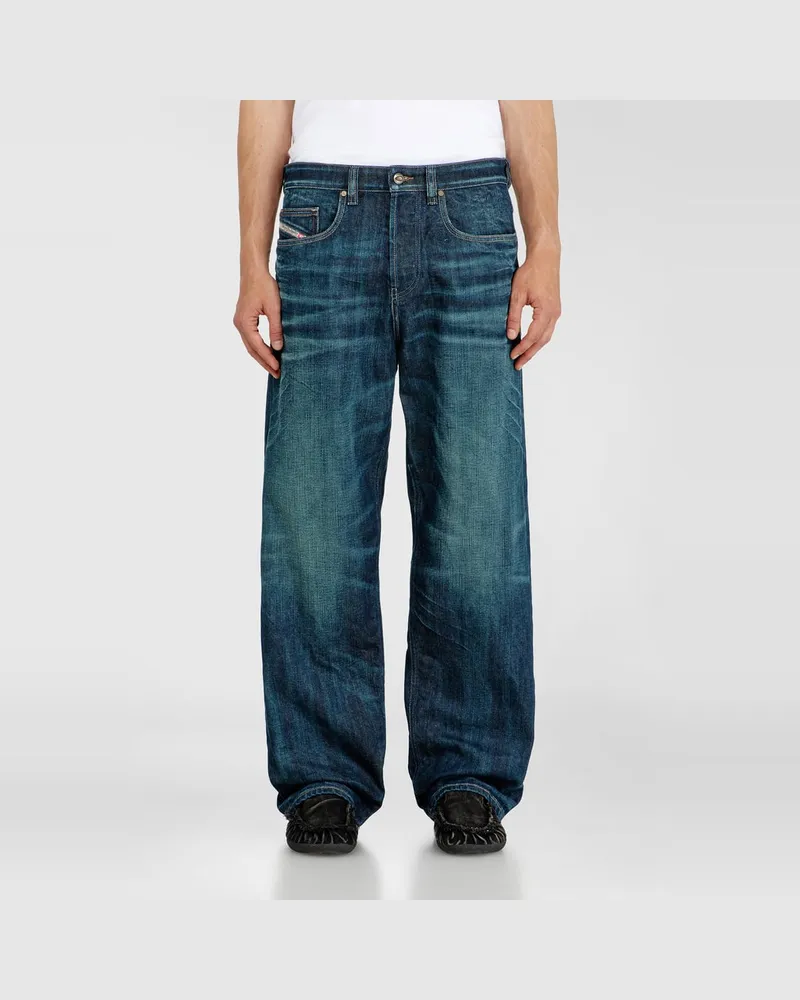 Diesel Relaxed Jeans Low Waist 2001 D-Macro,, Knopfverschluss Blau
