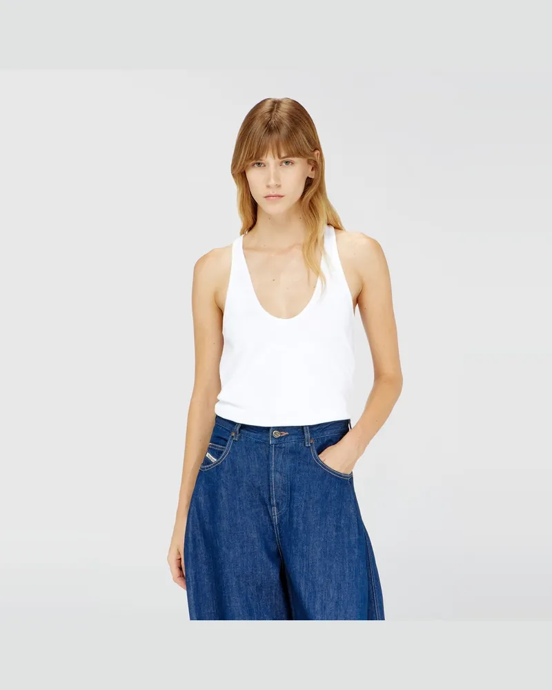 Diesel Geripptes Tanktop mit Oval D - T-Shirts - Damen - Weiss Weiss