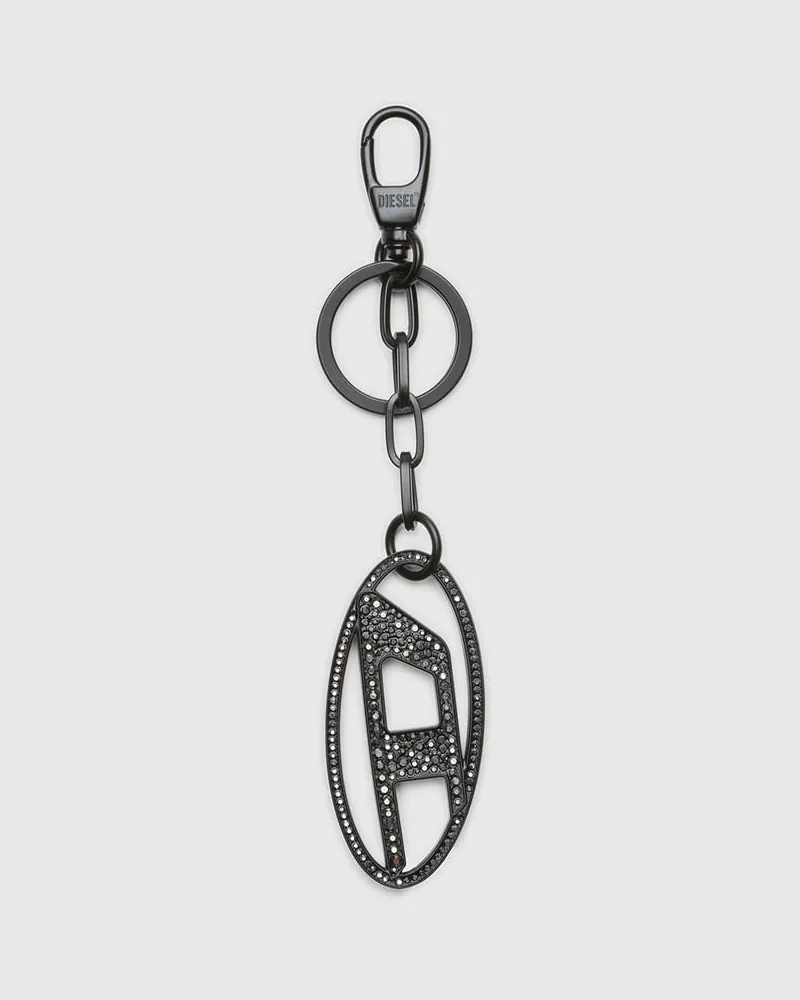 Diesel Oval D-Schlüsselanhänger aus Metall mit Strass - Charms und Schlüsselanhänger - Damen - Schwarz Schwarz