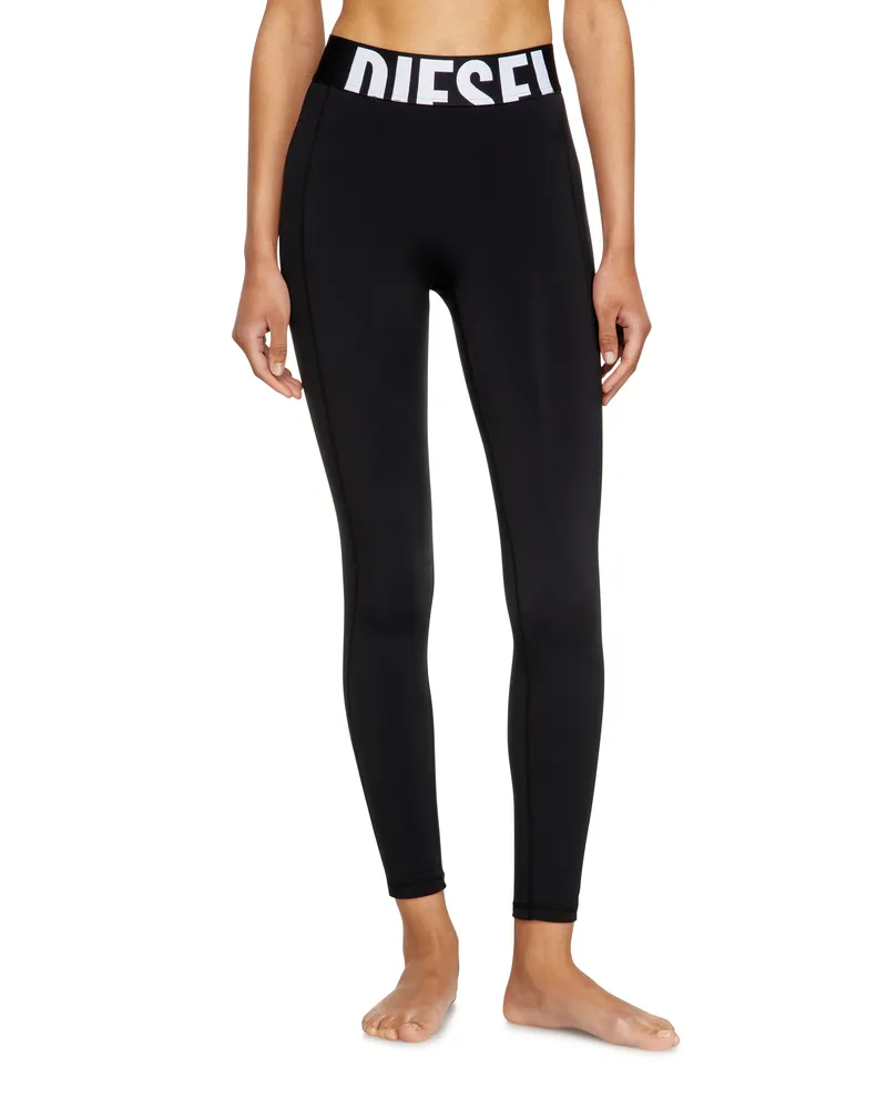 Diesel Leggings aus Mikrofaser mit Cut-off-Logo - Hosen - Damen - Schwarz Schwarz