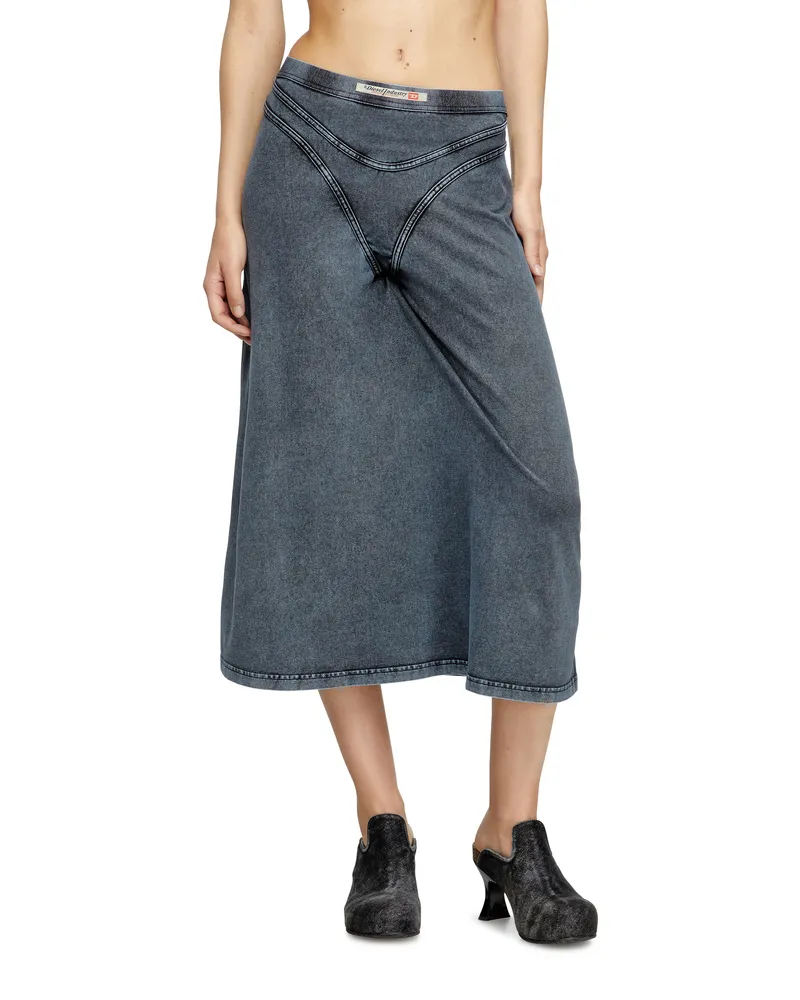 Diesel Midi-Rock aus Jersey in Denim-Optik - Röcke - Damen - Blau Blau