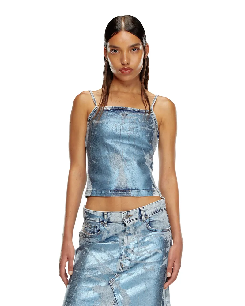 Diesel Trägertop aus knallfarbenem Denim - Oberteile - Damen - Blau Blau
