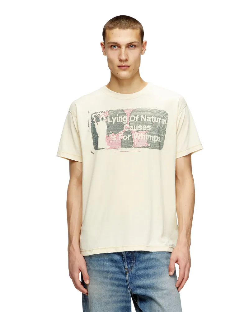 Diesel Slogan-T-Shirt mit Burnout-Waschung - T-Shirts - Herren - Beige Beige