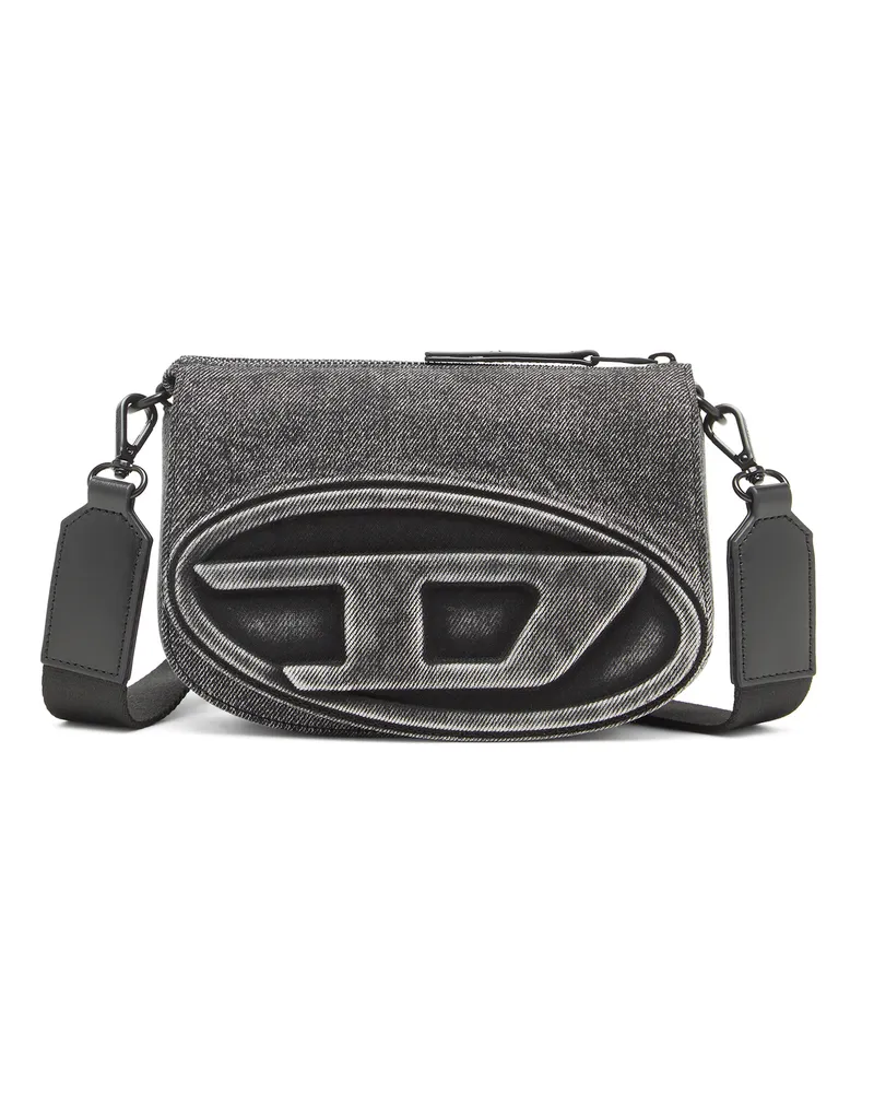 Diesel 1DR-Kameratasche aus gewaschenem Denim - Schultertaschen - Unisex - Grau Grau