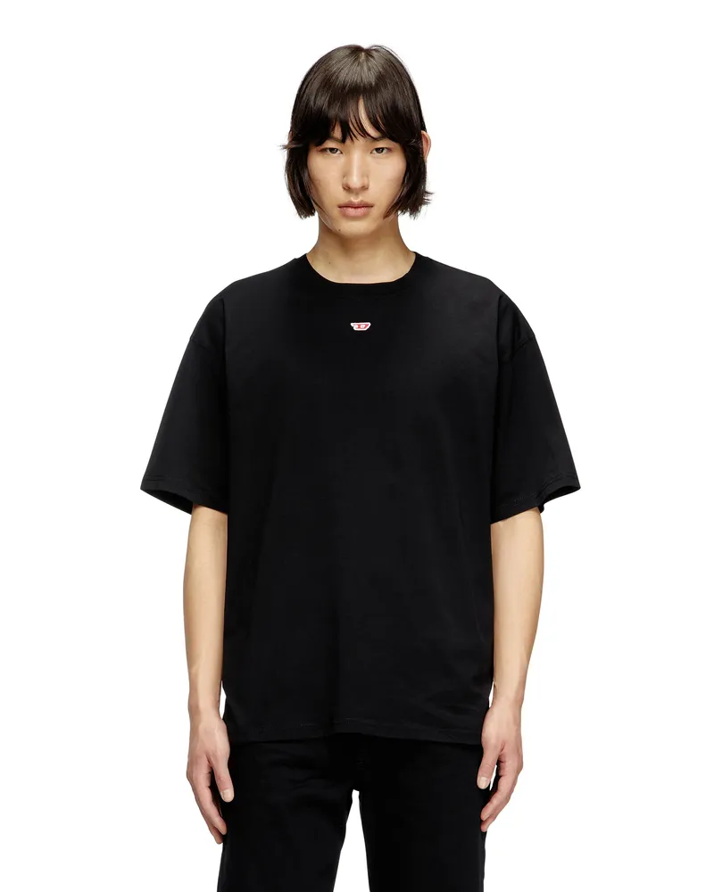 Diesel T-Shirt mit gesticktem D-Patch - T-Shirts - Unisex - Schwarz Schwarz