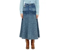 Midi-Rock aus Denim mit Zopfmuster-Effekt - Röcke - Damen - Blau