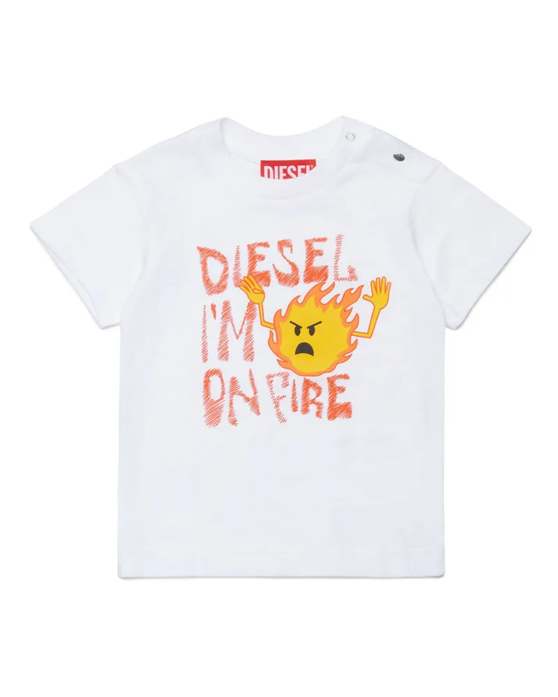 Diesel T-Shirt mit Flammendruck - T-Shirts und Tops - Herren - Weiss Weiss