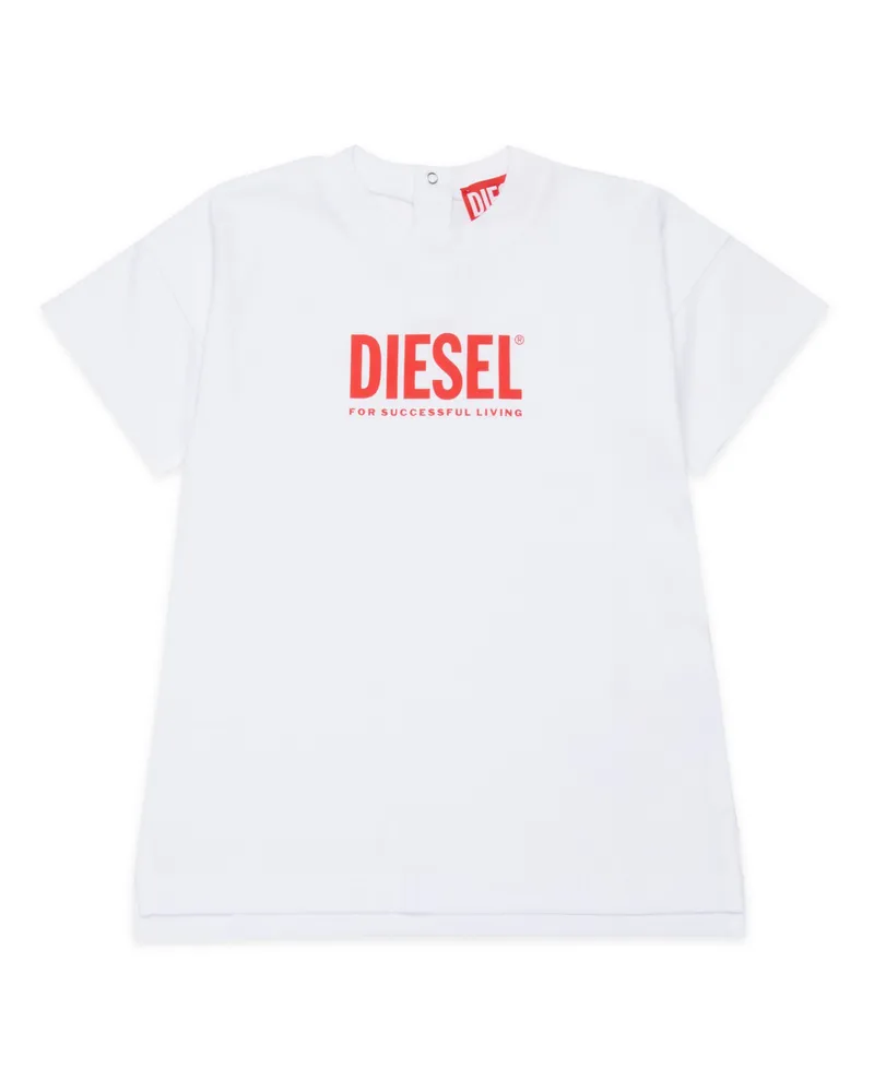 Diesel Baumwoll-T-Shirt mit Logoprint - Out of water - Damen - Weiss Weiss