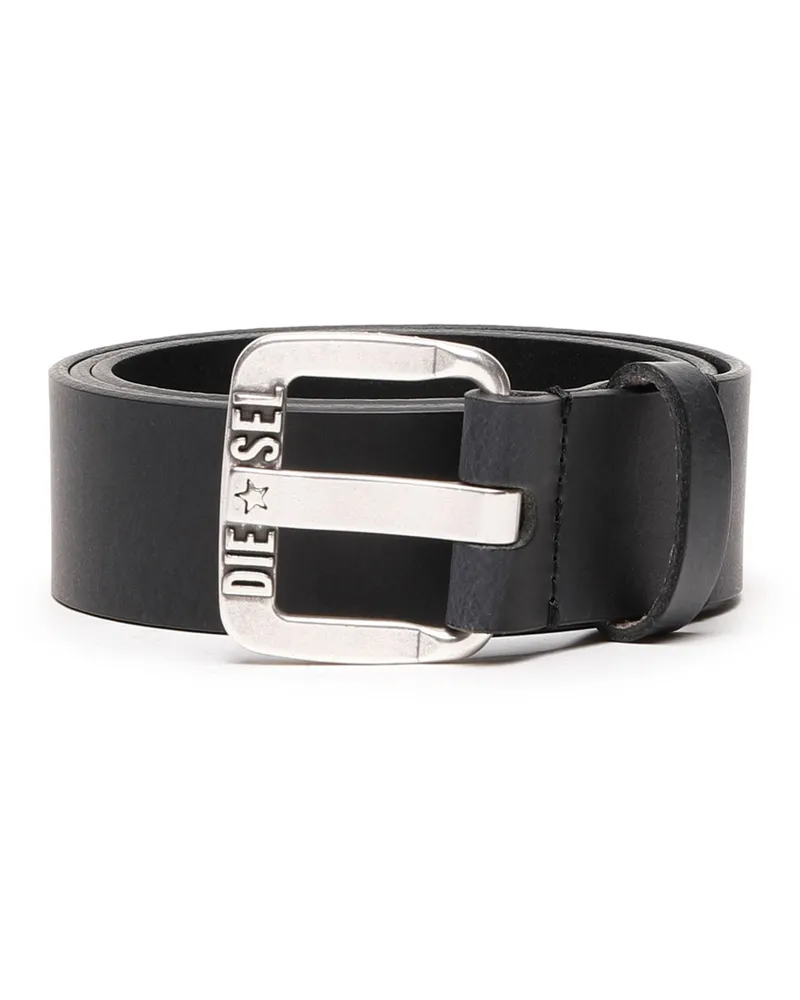 Diesel 3.9cm Gürtel aus Leder mit Sternen-Logo-Schließe aus Metall - Gürtel - Herren - Schwarz Schwarz