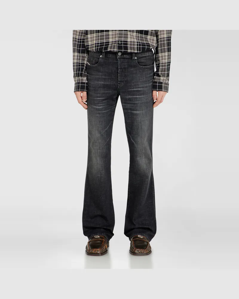 Diesel Bootcut Jeans Regular Waist 1998 D-Buck, Schwarz/Dunkelgrau, Knopfverschluss Schwarz