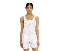 Stretch-Baumwolltop mit Blumenprint - Oberteile - Damen - Weiss