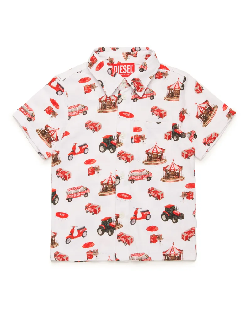Diesel Hemd aus Baumwolle mit Fahrzeug-Print - Beachwear - Herren - Bunt Bunt
