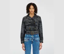 Cropped Denimjacke mit Gürtel - Denim jacken - Damen - Schwarz