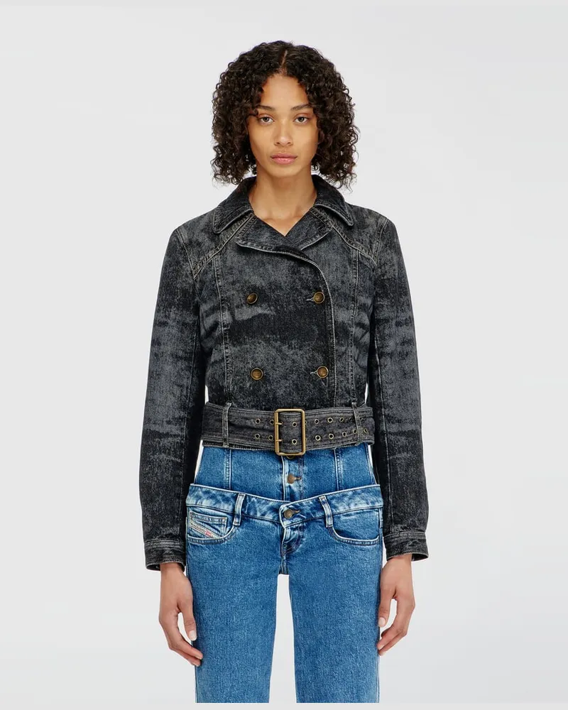 Diesel Cropped Denimjacke mit Gürtel - Denim jacken - Damen - Schwarz Schwarz