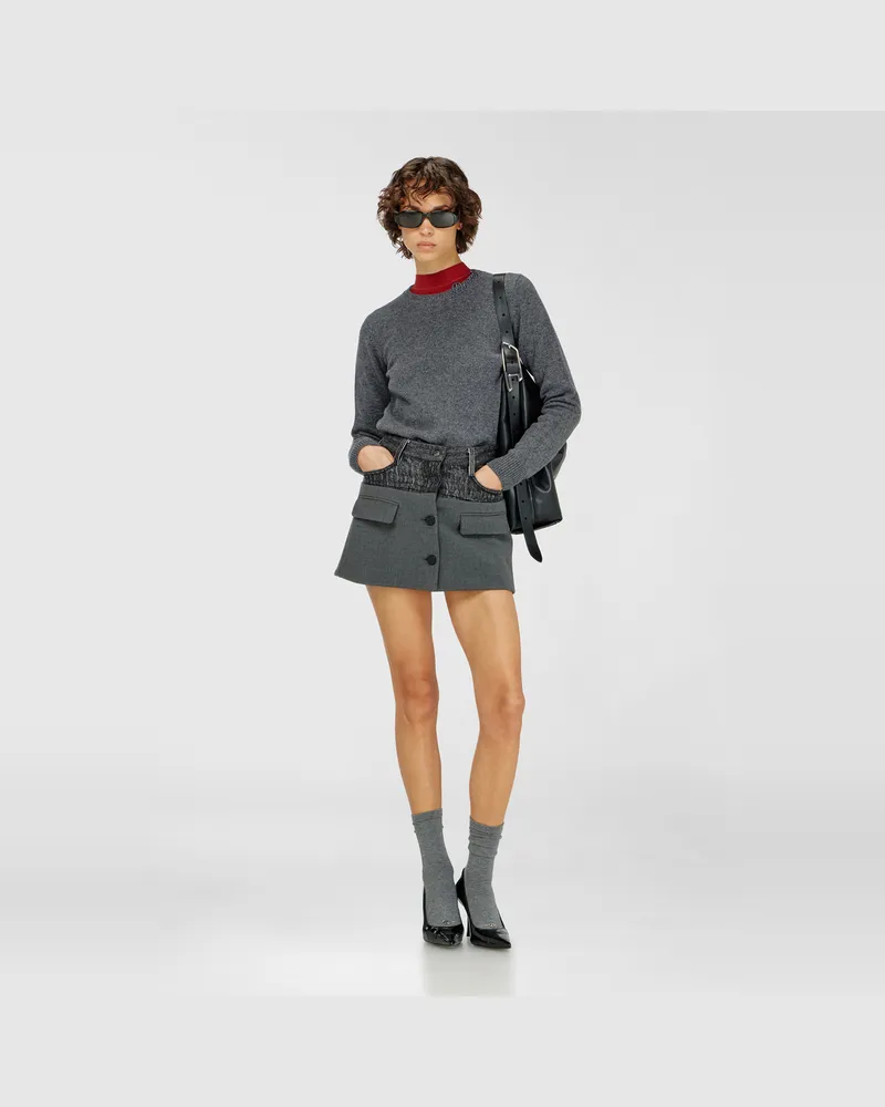 Diesel Wollpullover mit gesticktem Logo am Ausschnitt - Strickwaren - Damen - Grau Grau
