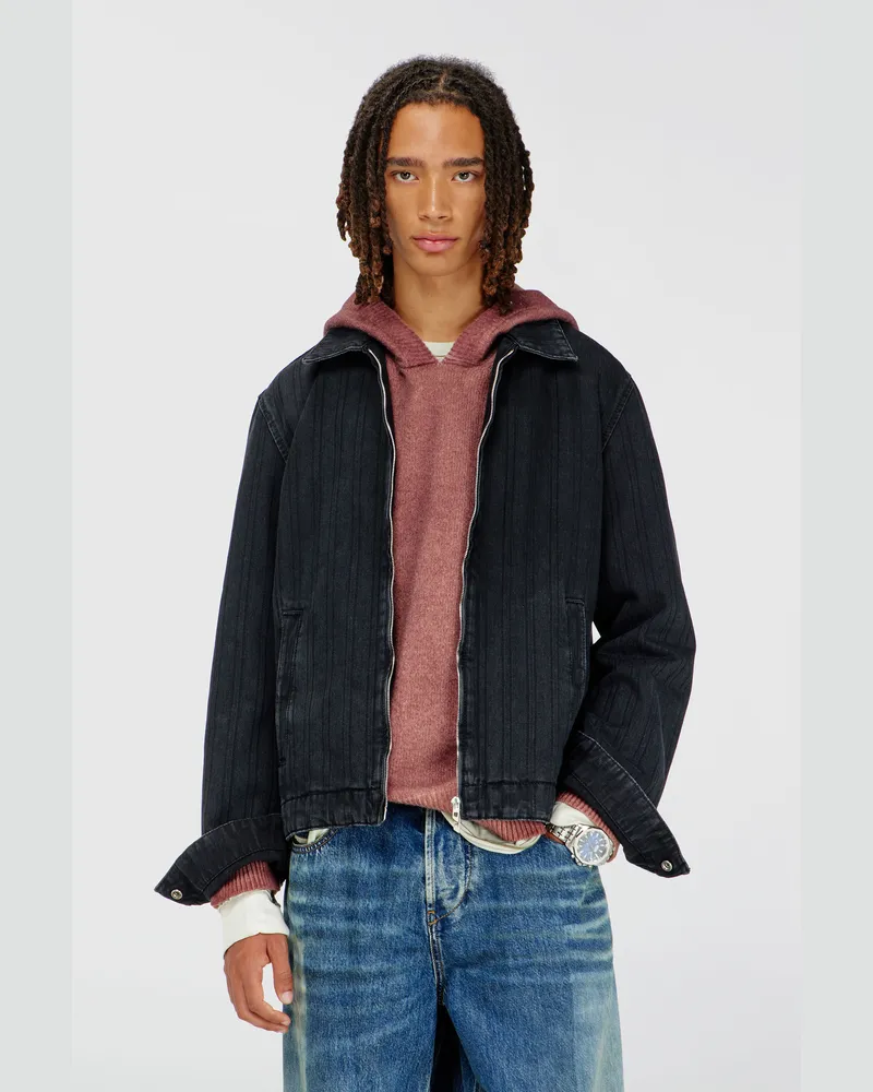 Diesel Jacke aus pinstripe denim - Denim jacken - Herren - Schwarz Schwarz