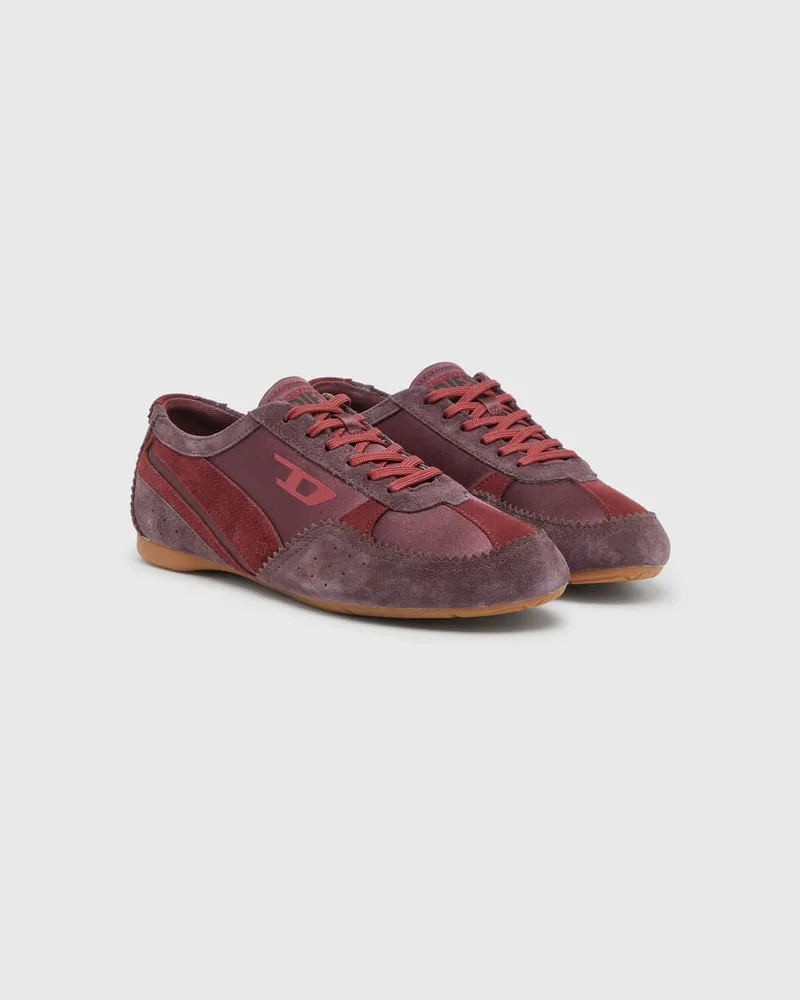 Diesel D-Mile - Flat-Sneakers mit Wildleder-Overlays - Sneakers - Damen - Rot Rot