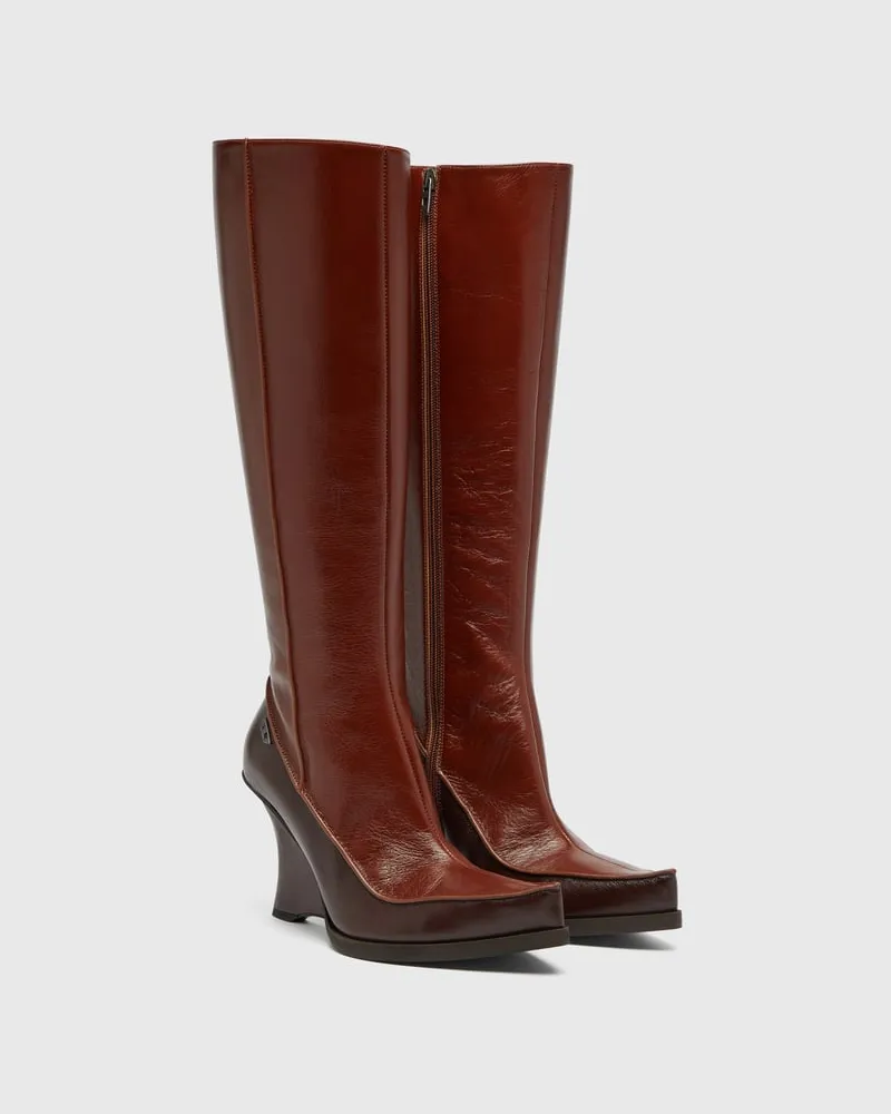 Diesel D-Lucette-Kniehohe Stiefel aus Leder - Stiefel - Damen - Braun Braun