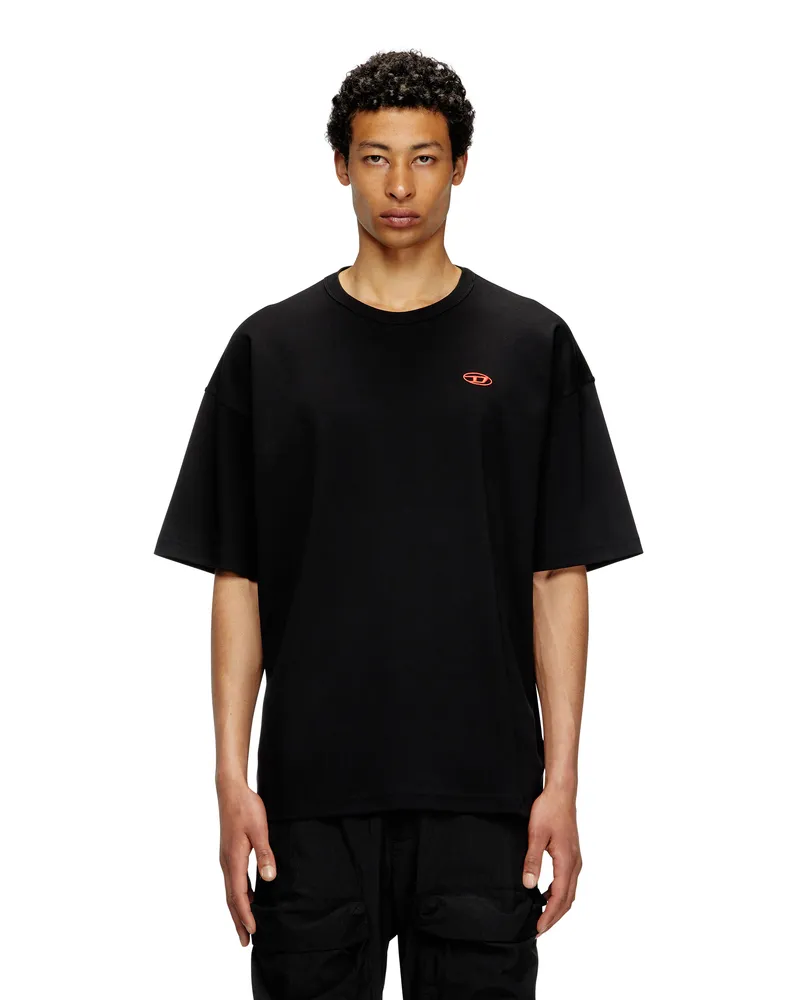 Diesel T-Shirt mit rotem Oval D - T-Shirts - Herren - Schwarz Schwarz