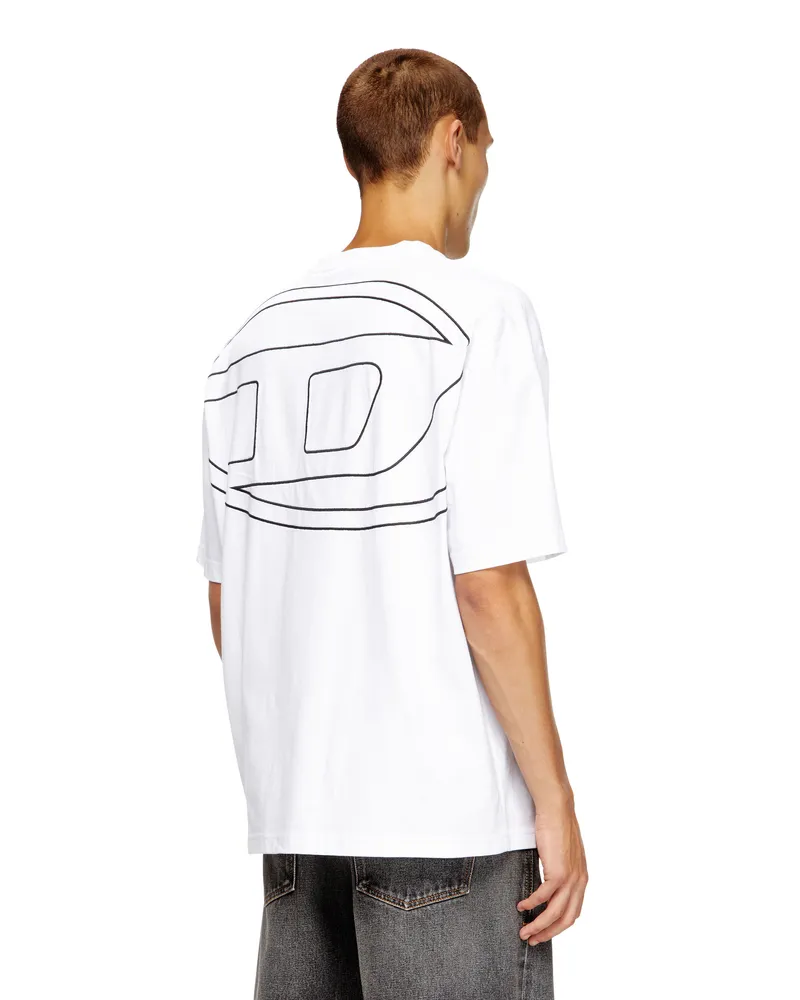 Diesel T-Shirt mit großer Oval D-Stickerei - T-Shirts - Herren - Weiss Weiss