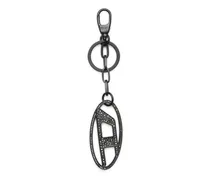 Oval D-Schlüsselanhänger aus Metall mit Strass - Charms und Schlüsselanhänger - Damen - Schwarz