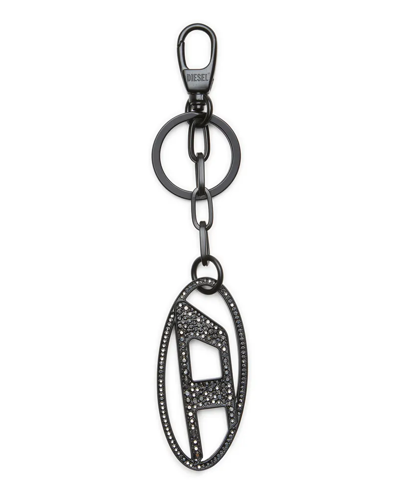 Diesel Oval D-Schlüsselanhänger aus Metall mit Strass - Charms und Schlüsselanhänger - Damen - Schwarz Schwarz