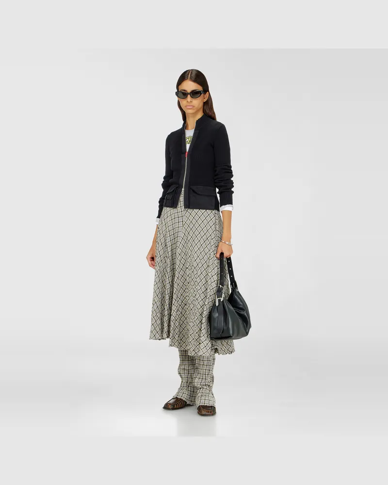 Diesel Geripptes Cardigan mit Cargotaschen - Strickwaren - Damen - Schwarz Schwarz