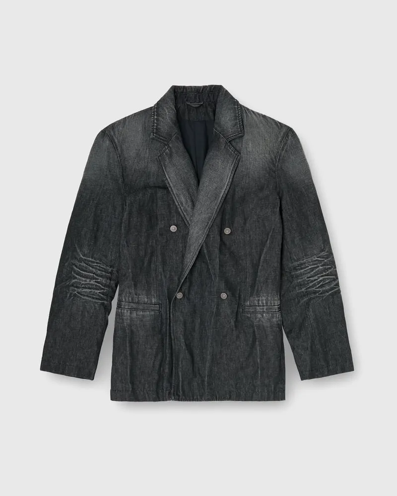 Diesel Zweireihiger Blazer aus geknittertem Denim - Denim jacken - Herren - Schwarz Schwarz