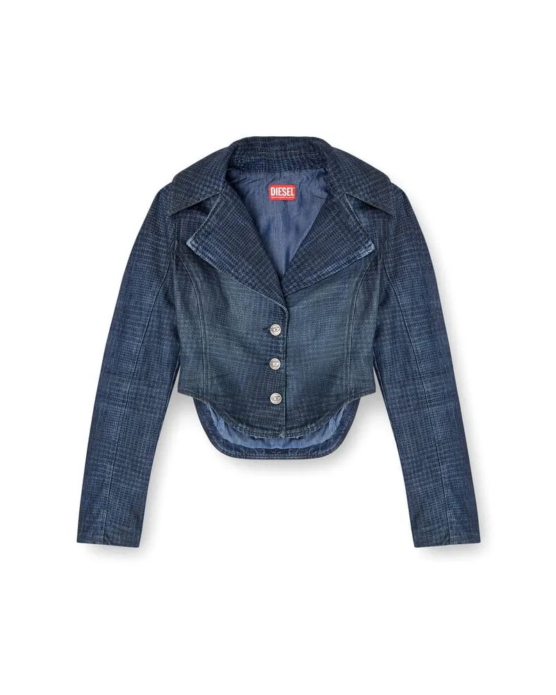 Diesel Gekürzte Jacke in Prince-of-Wales-Denim - Denim jacken - Damen - Blau Blau