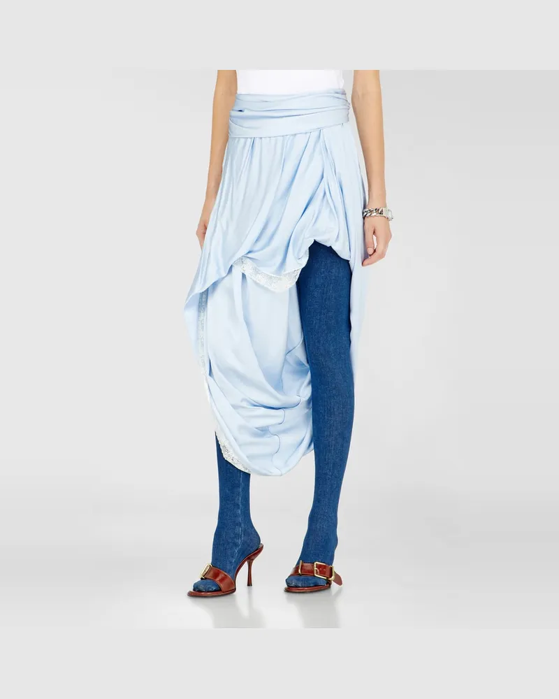 Diesel Midirock aus Satin mit Spitzenbesatz - Röcke - Damen - Blau Blau